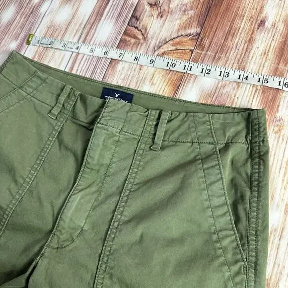 American Eagle Sz 6 Green Stretch Mid Rise Joggers Chino Twill Ankle Pants 31x26 - Picture 5 of 11
